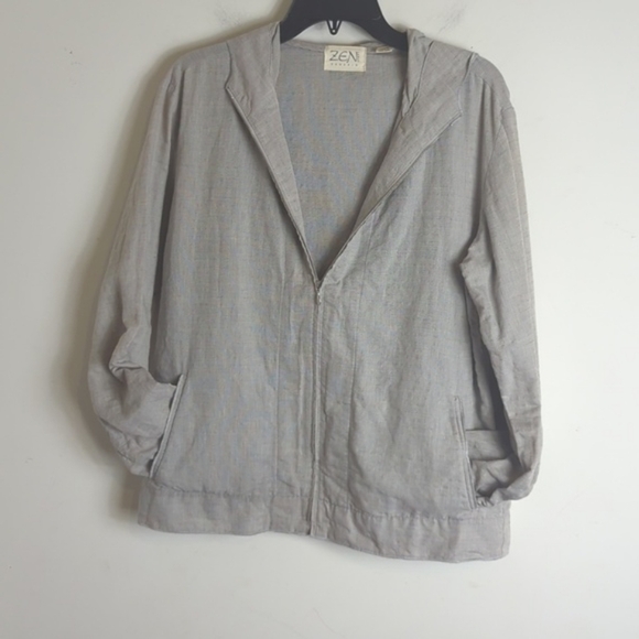 Minimalistic Linen Blend Zen Zip-up Shacket Jacket - Picture 2 of 10